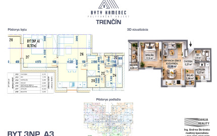 Novostavba 2 izbový byt s balkónom 62 m2 a parkovaním Trenčín - projekt KAMENEC Zlatovce