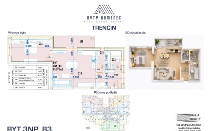 Novostavba 2 izbový byt s balkónom 71 m2 a parkovaním Trenčín - projekt KAMENEC Zlatovce