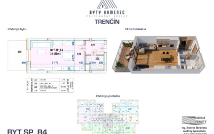 Novostavba 1 izbový byt s terasou 49 m2 a parkovaním Trenčín - projekt KAMENEC Zlatovce