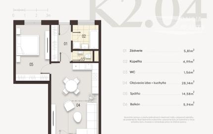 Predaj novostavba 2 izbový byt s balkónom 61 m2 + parkovacie státie v projekte ALTUM Bratislava