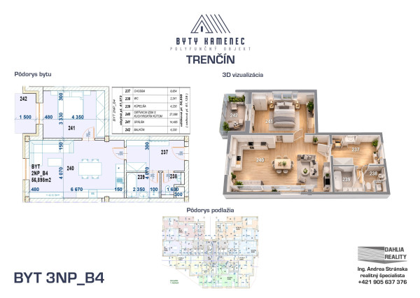 Novostavba 2 izbový byt s balkónom 63 m2 a parkovaním Trenčín - projekt KAMENEC Zlatovce