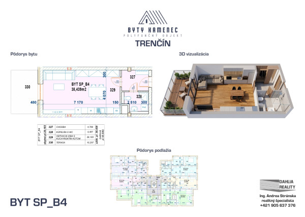 Novostavba 1 izbový byt s terasou 49 m2 a parkovaním Trenčín - projekt KAMENEC Zlatovce