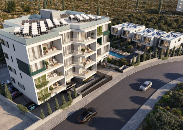DOM na kľúč novostavba CYPRUS - PAPHOS poschodový 115 m2 s bazénom, 500 metrov k moru