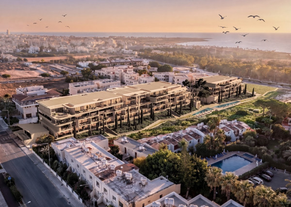 APARTMÁN TYP ŠTÚDIO A202 V PROJEKTE VASILEON 64 m2 CYPRUS - PAPHOS s bazénom, 200 metrov k moru, možnosť prenájmu a investičných výnosov