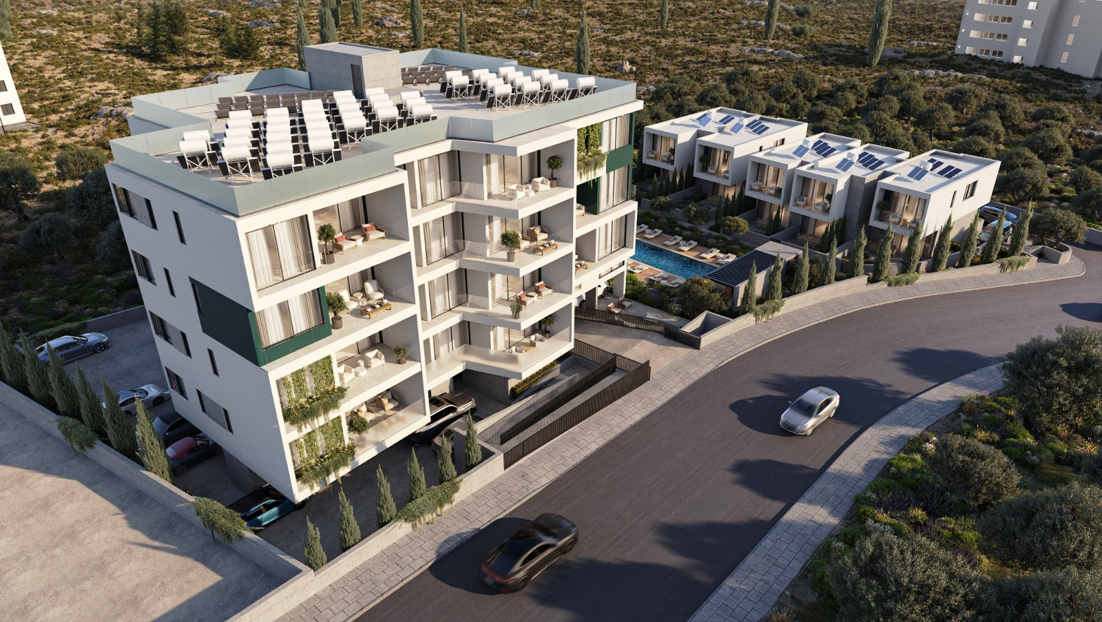 APARTMÁN TYP ŠTÚDIO 44 m2 CYPRUS - PAPHOS s bazénom, 500 metrov k moru